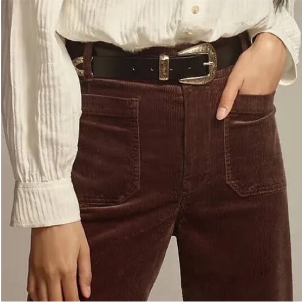 Anthropologie x Maeve Colette Wide-Leg Full Length Corduroy Pants Brown 33 NWT - Picture 3 of 14